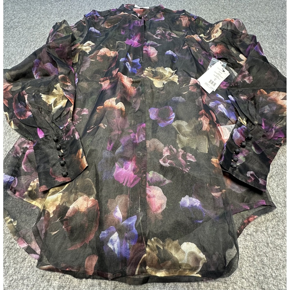 Equipment Boleyn Shirt Womens Small Silk Floral Sheer Blouse‎ New